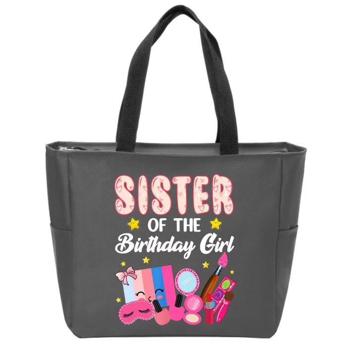 Sister Of The Birthday Spa Party Nail Polish Makeup Zip Tote Bag