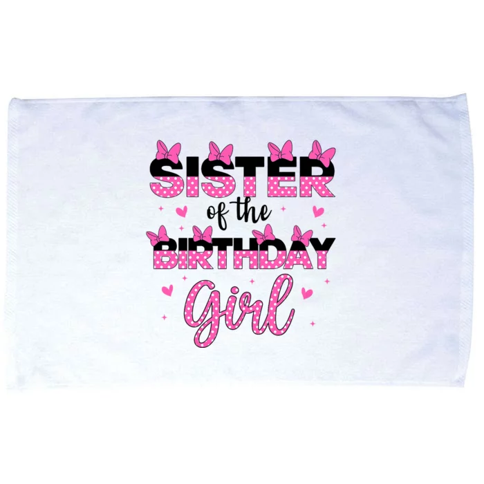 Sister Of The Birthday Girl Mouse Family Matching Big Sis Microfiber Hand Towel