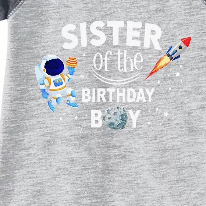 Sister of The Birthday Space Astronaut Birthday Family Infant Baby Jersey Bodysuit