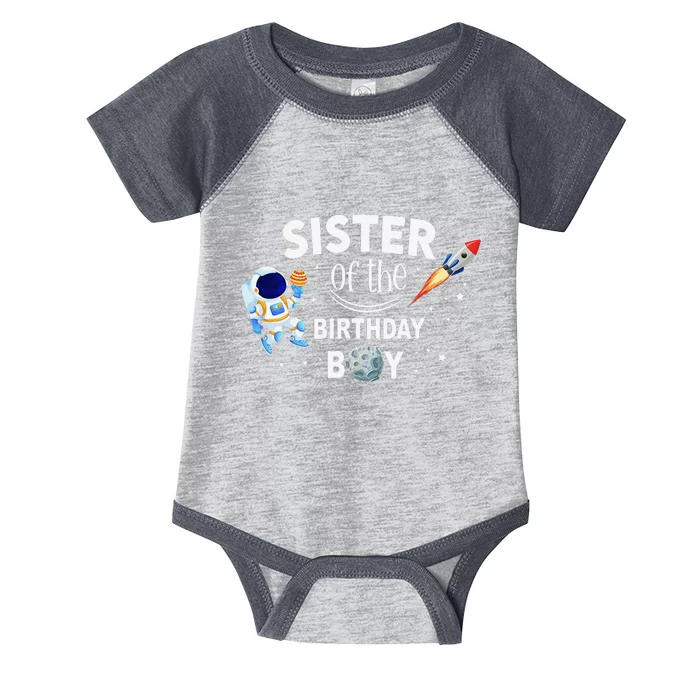 Sister of The Birthday Space Astronaut Birthday Family Infant Baby Jersey Bodysuit