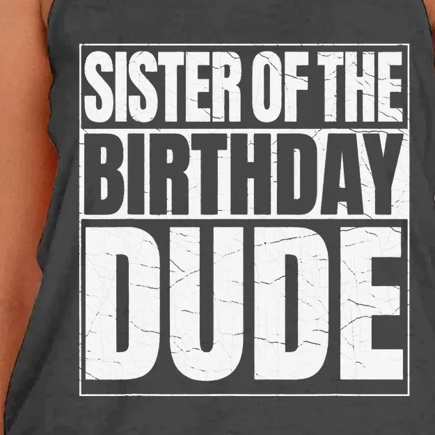 Sister of the Birthday Dude Proud Sister of the Birthday Women's Knotted Racerback Tank