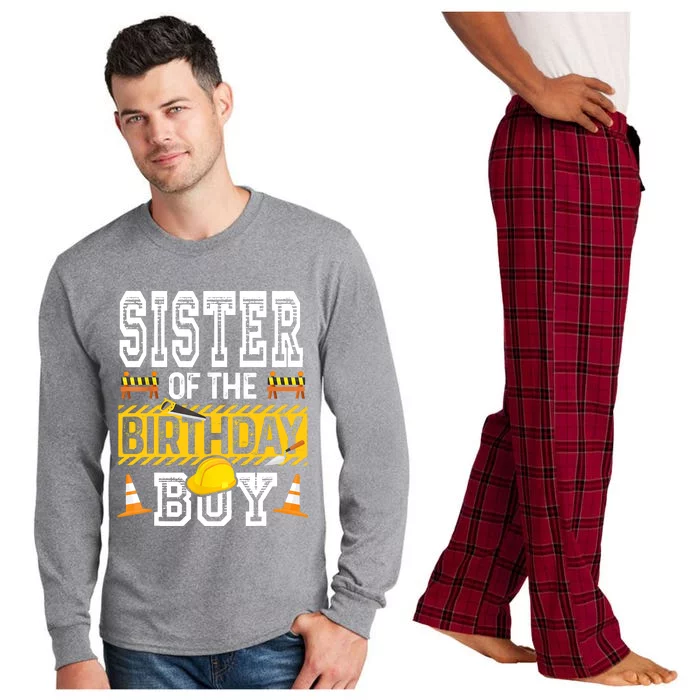 Sister Of The Birthday Boy Construction Birthday Party Hat Long Sleeve Pajama Set