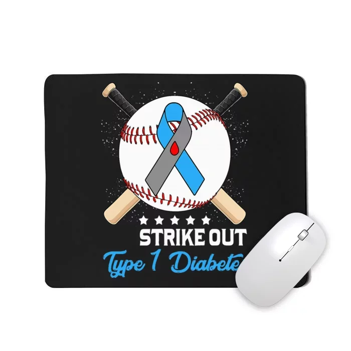 Strike Out T1D Type 1 Diabetes Blue and Gray Ribbon Baseball Mousepad