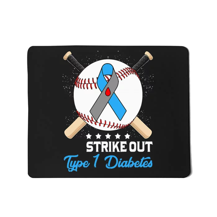 Strike Out T1D Type 1 Diabetes Blue and Gray Ribbon Baseball Mousepad