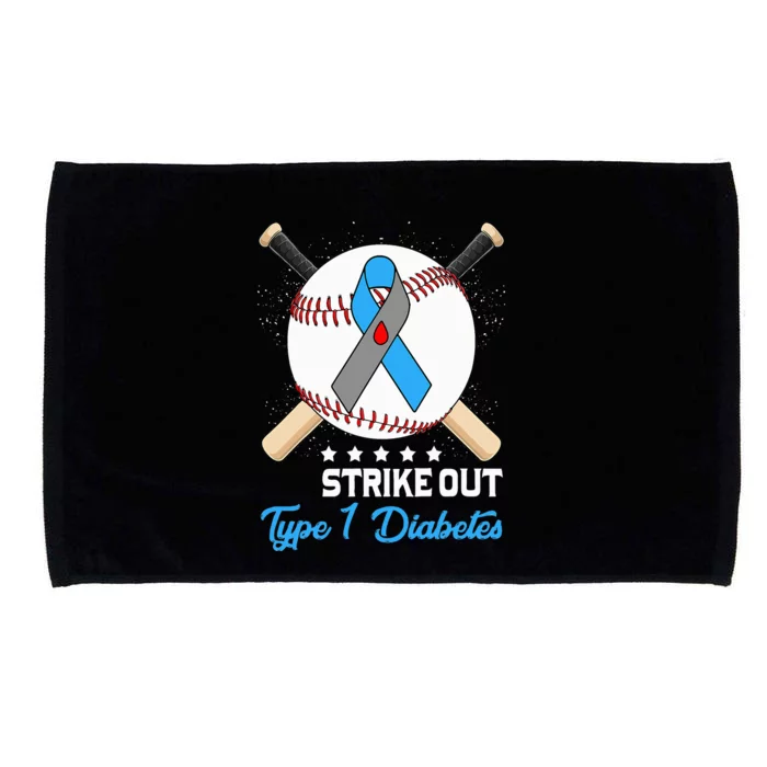 Strike Out T1D Type 1 Diabetes Blue and Gray Ribbon Baseball Microfiber Hand Towel