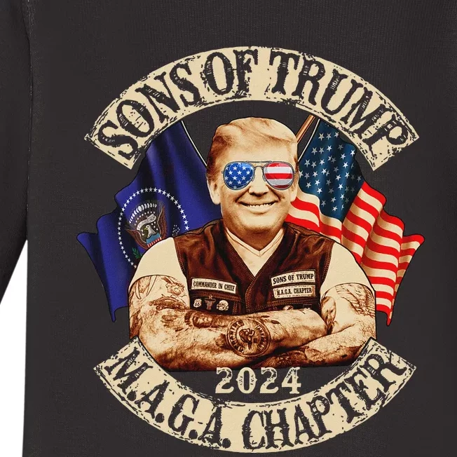 Sons Of Trump Maga Chapter 2024 Funny Baby Long Sleeve Bodysuit