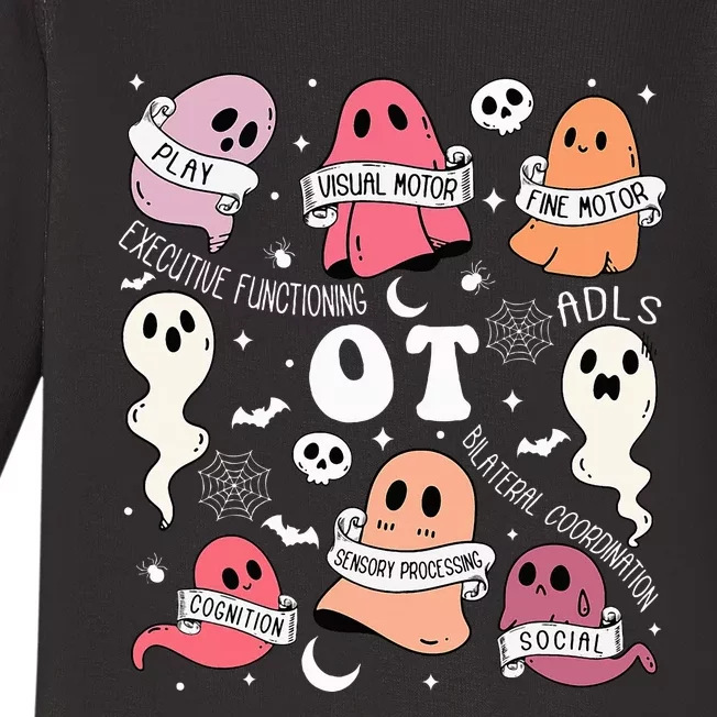 Spooktacular Occupational Therapy Halloween Ghosts Baby Long Sleeve Bodysuit