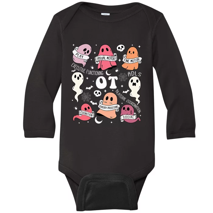 Spooktacular Occupational Therapy Halloween Ghosts Baby Long Sleeve Bodysuit