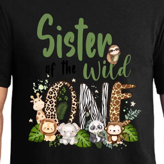 Sister Of The Wild One Zoo 1st Birthday Safari Jungle Animal Gift Pajama Set