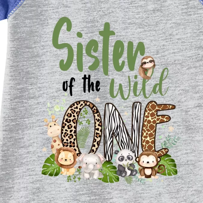 Sister Of The Wild One Zoo 1st Birthday Safari Jungle Animal Gift Infant Baby Jersey Bodysuit