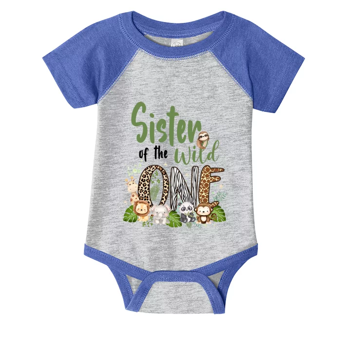 Sister Of The Wild One Zoo 1st Birthday Safari Jungle Animal Gift Infant Baby Jersey Bodysuit