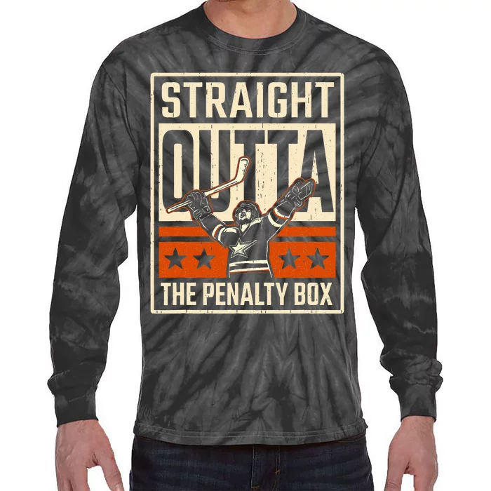 Straight Outta The Penalty Box Funny Hockey Player Fan Lover Tie-Dye Long Sleeve Shirt