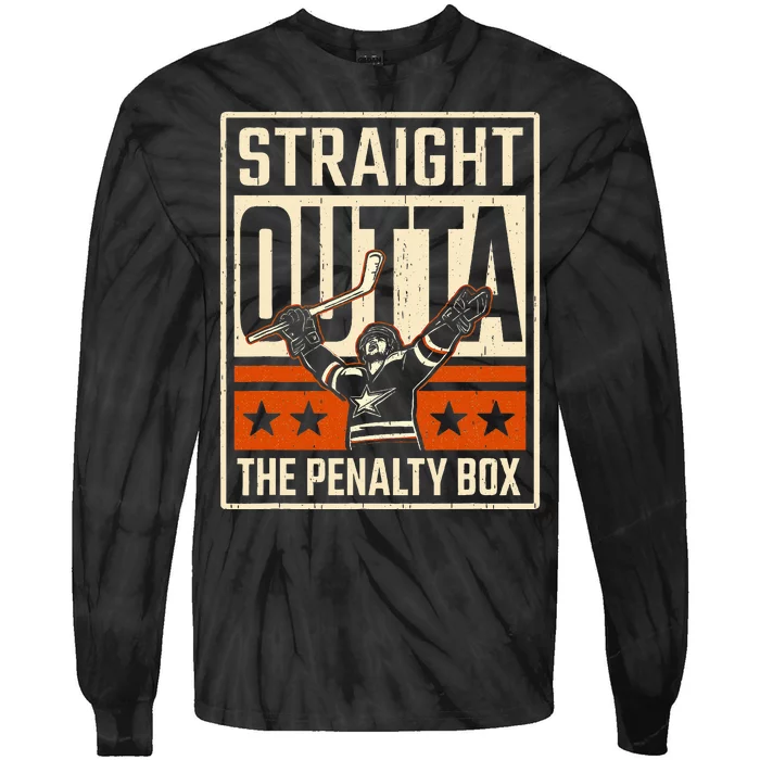 Straight Outta The Penalty Box Funny Hockey Player Fan Lover Tie-Dye Long Sleeve Shirt