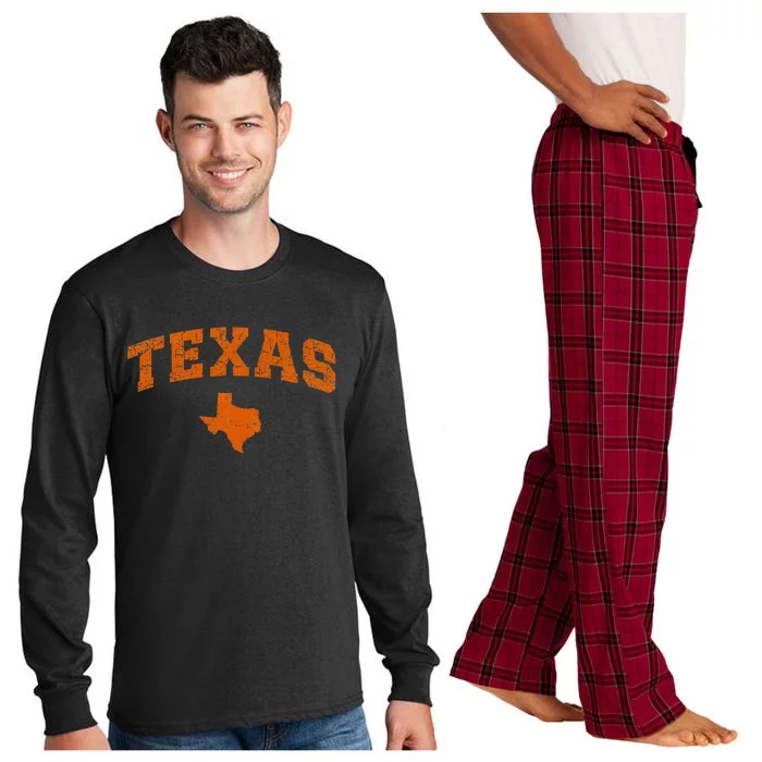 State Of Texas Map Distressed Long Sleeve Pajama Set