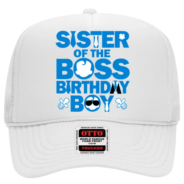 Sister Of The Boss Birthday Boy Baby Family Party Decor High Crown Mesh Trucker Hat