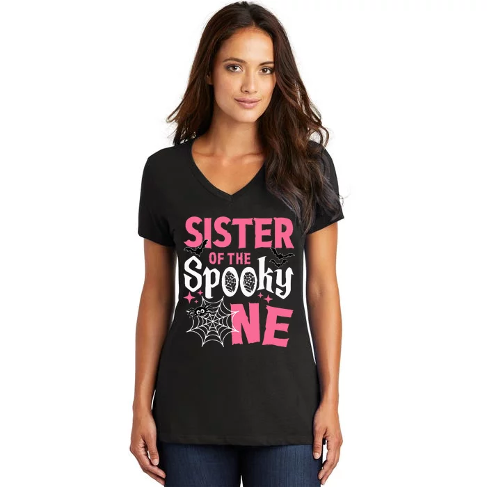 Sister Of The Spooky One Girl Halloween 1st Birthday Women's V-Neck T-Shirt