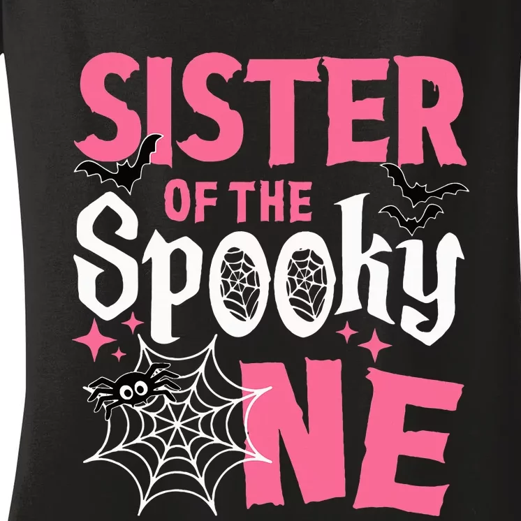 Sister Of The Spooky One Girl Halloween 1st Birthday Women's V-Neck T-Shirt