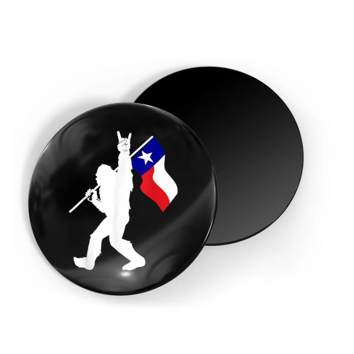 State Of Texas Flag Bigfoot Rock On For Sasquatch Hunter Magnet