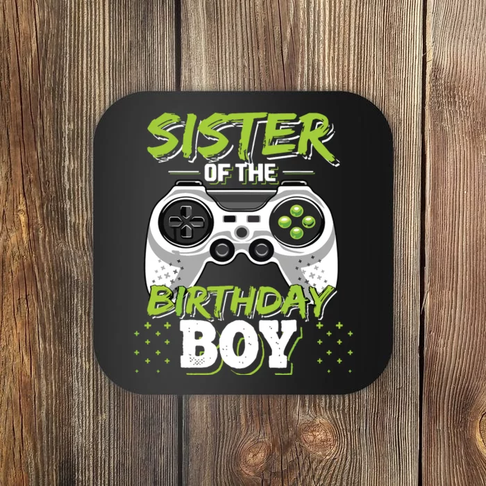 Sister Of The Birthday Boy Matching Video Game Birthday Gift Coaster