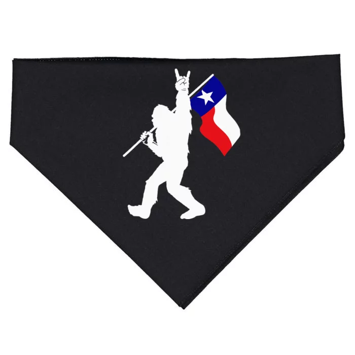 State of Texas Flag Bigfoot Rock On for Sasquatch Hunter USA-Made Doggie Bandana