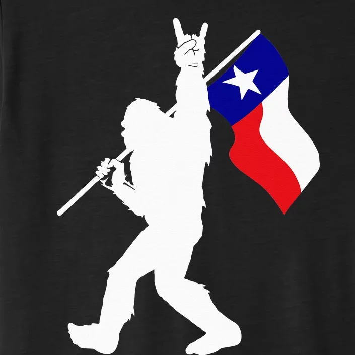 State of Texas Flag Bigfoot Rock On for Sasquatch Hunter ChromaSoft Performance T-Shirt