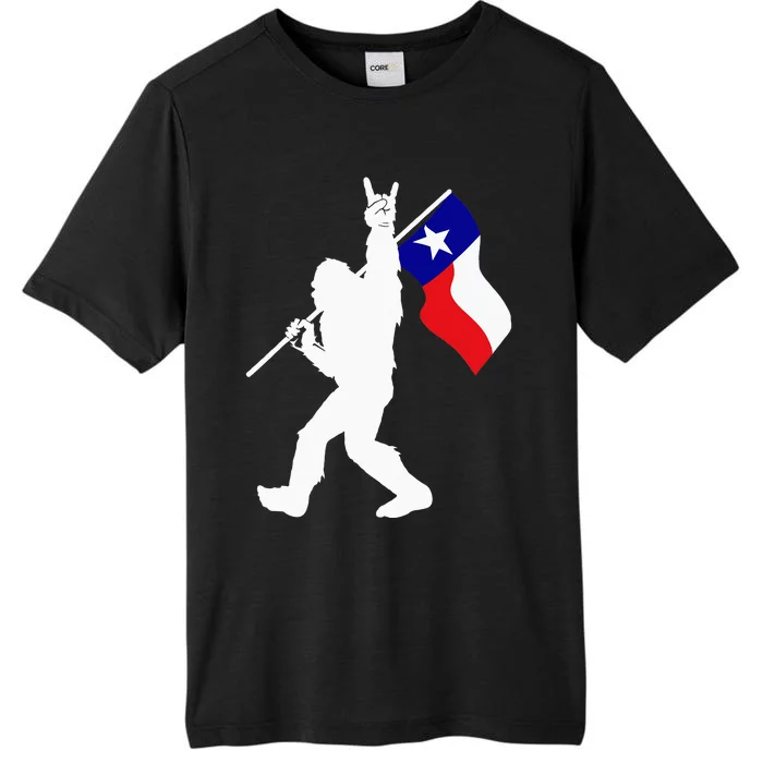 State of Texas Flag Bigfoot Rock On for Sasquatch Hunter ChromaSoft Performance T-Shirt