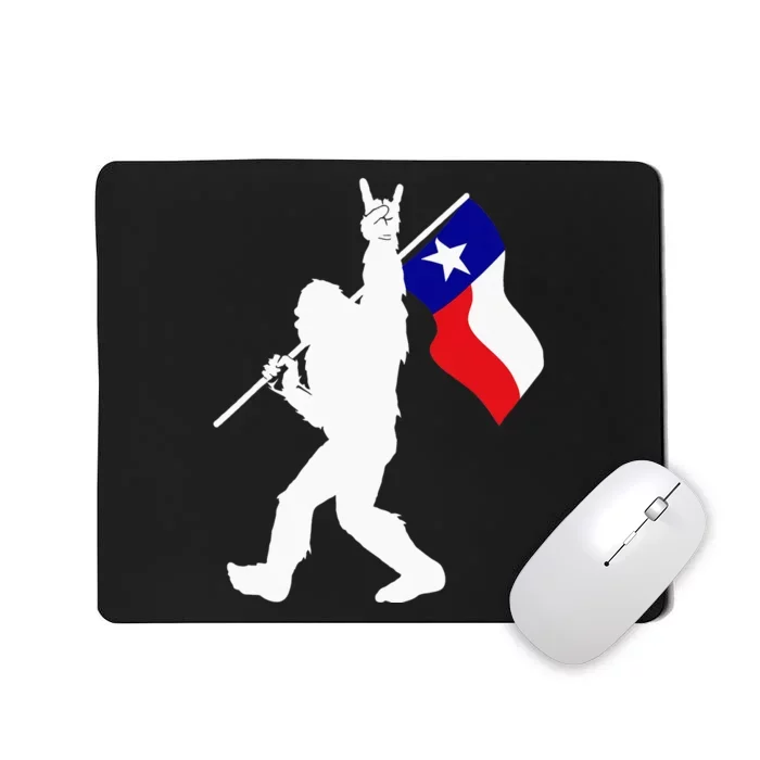 State of Texas Flag Bigfoot Rock On for Sasquatch Hunter Mousepad