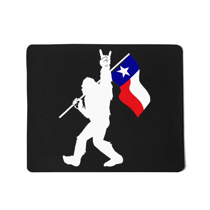 State of Texas Flag Bigfoot Rock On for Sasquatch Hunter Mousepad