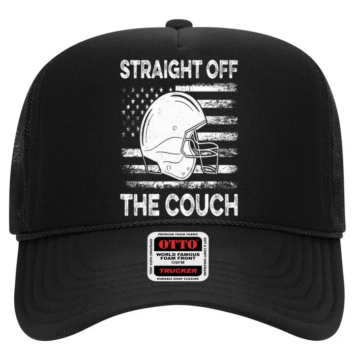 Straight Off The Couch Funny Football Offensive Lineman High Crown Mesh Trucker Hat