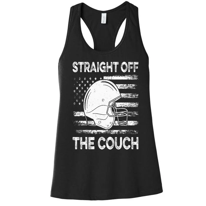 Straight Off The Couch Funny Football Offensive Lineman Women's Racerback Tank