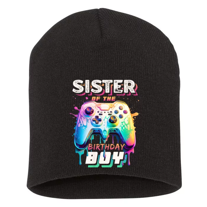 Sister Of The Birthday Boy Matching Video Game Birthday Short Acrylic Beanie