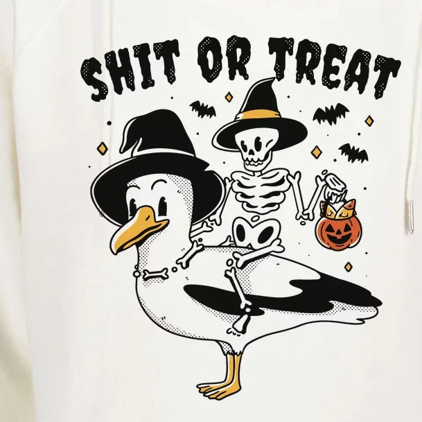 Shit Or Treat Funny Halloween Womens Funnel Neck Pullover Hood