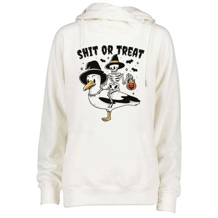 Shit Or Treat Funny Halloween Womens Funnel Neck Pullover Hood