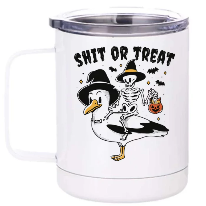 Shit Or Treat Funny Halloween Front & Back 12oz Stainless Steel Tumbler Cup