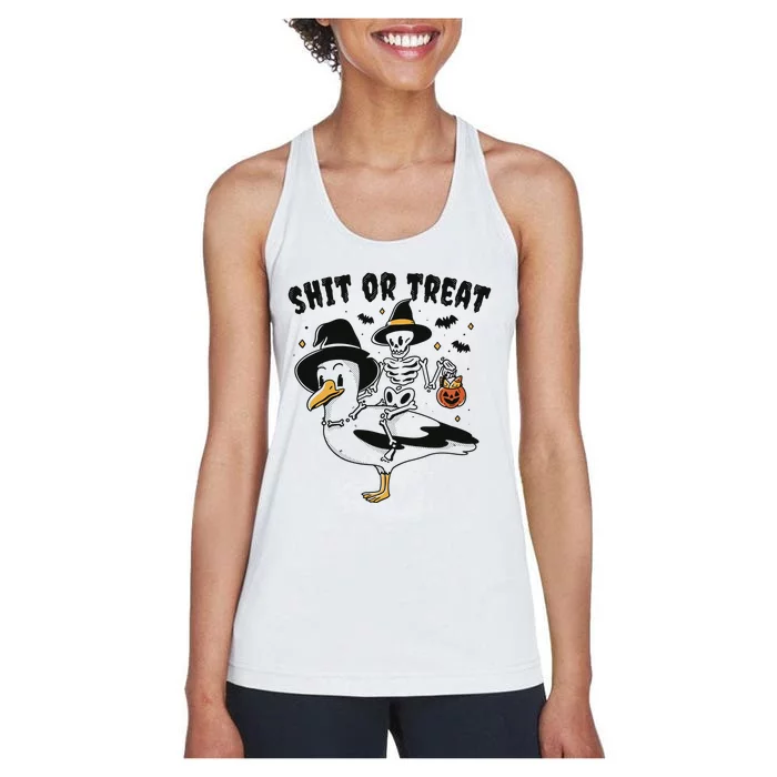 Shit Or Treat Funny Halloween Women's Racerback Tank