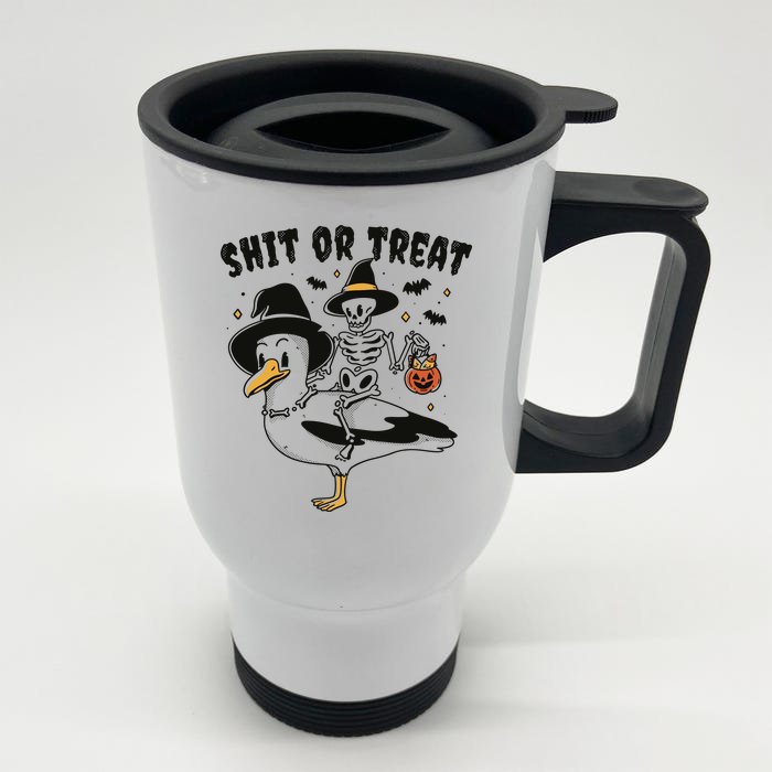 Shit Or Treat Funny Halloween Front & Back Stainless Steel Travel Mug