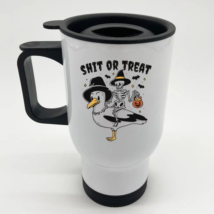 Shit Or Treat Funny Halloween Front & Back Stainless Steel Travel Mug