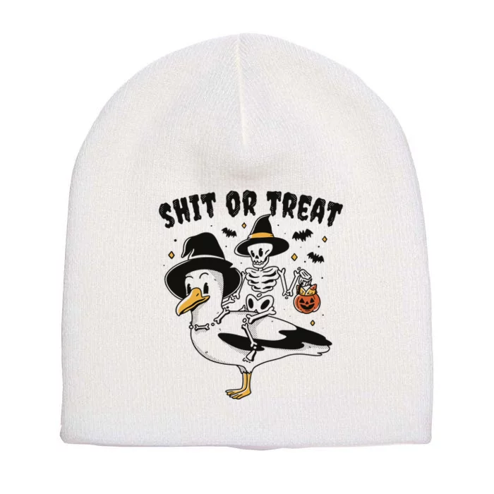 Shit Or Treat Funny Halloween Short Acrylic Beanie