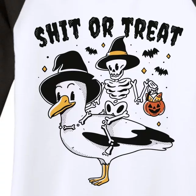 Shit Or Treat Funny Halloween Women's Tri-Blend 3/4-Sleeve Raglan Shirt