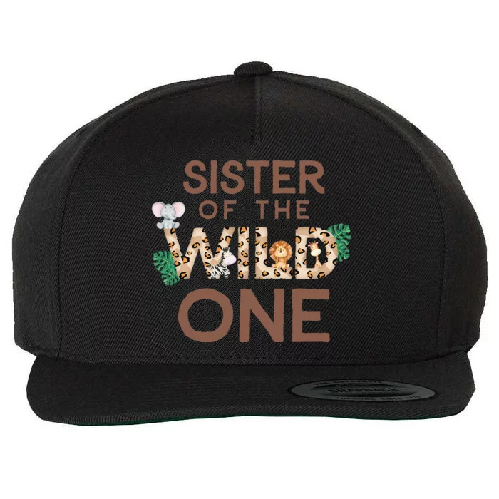 Sister Of The Wild One Animal Safari 1st Birthday Theme Wool Snapback Cap