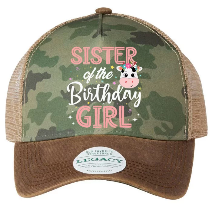 Sister Of The Birthday Cow Farm Birthday Party Bday Legacy Tie Dye Trucker Hat