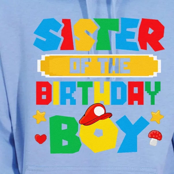 Sister Of The Birthday Boy Game Gaming Family Matching Unisex Surf Hoodie