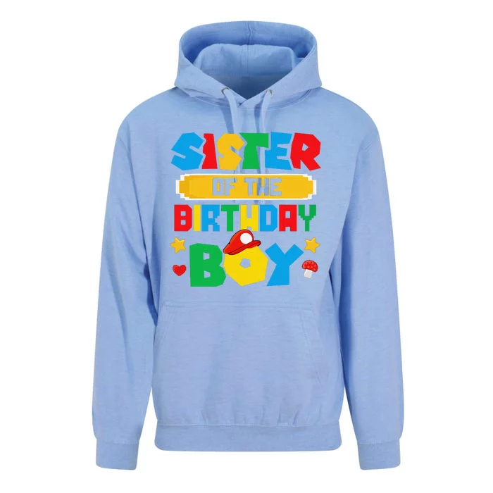 Sister Of The Birthday Boy Game Gaming Family Matching Unisex Surf Hoodie