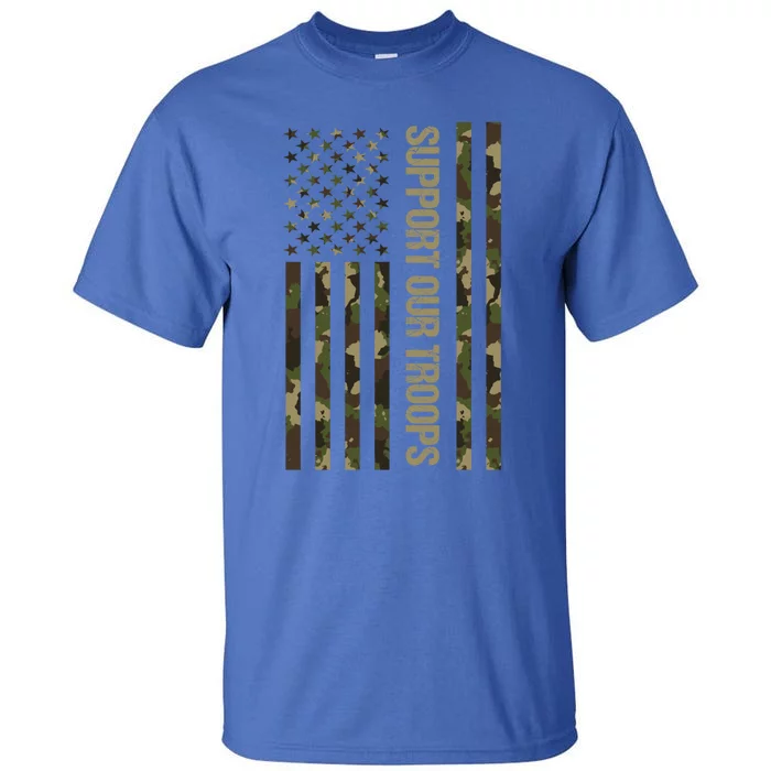 Support Our Troops Camo Flag Military America Lover Veteran Meaningful Gift Tall T-Shirt