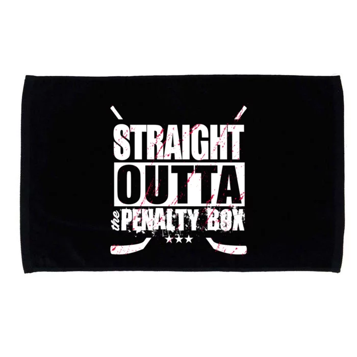 Straight Outta The Penalty Box Funny Ice Hockey Gift Microfiber Hand Towel