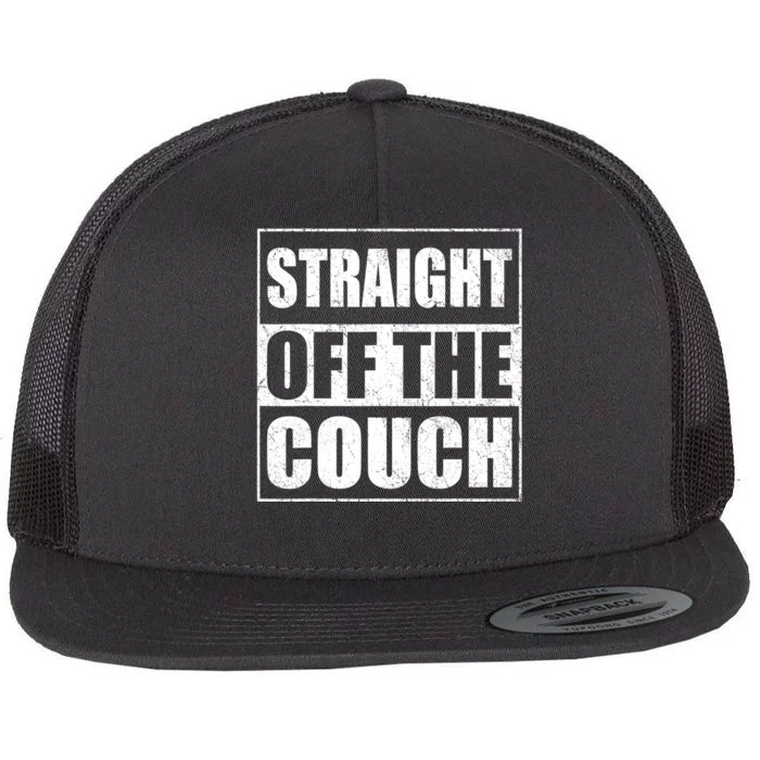 Straight Off The Couch Funny Football Offensive Lineman Flat Bill Trucker Hat