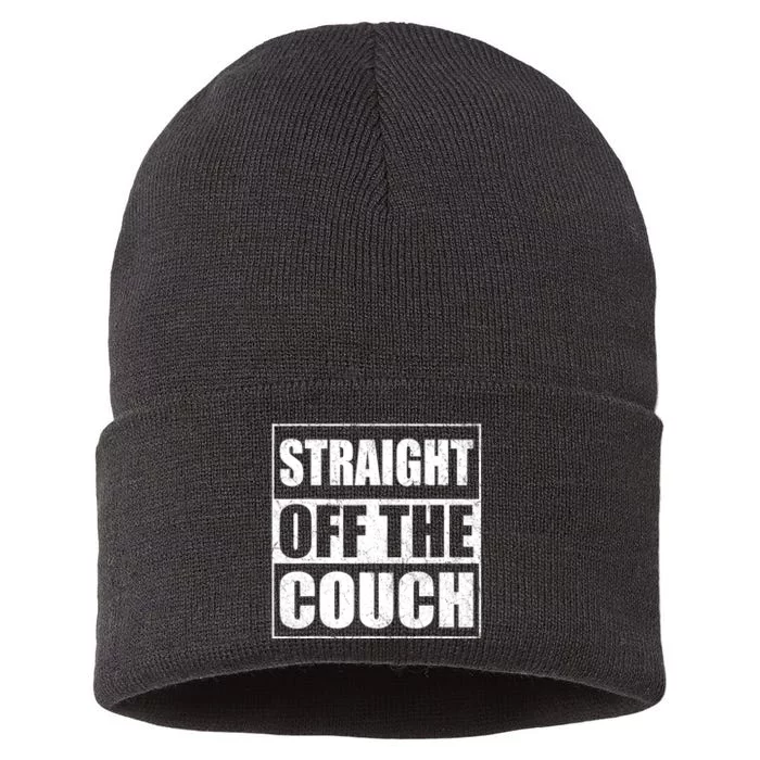 Straight Off The Couch Funny Football Offensive Lineman Sustainable Knit Beanie