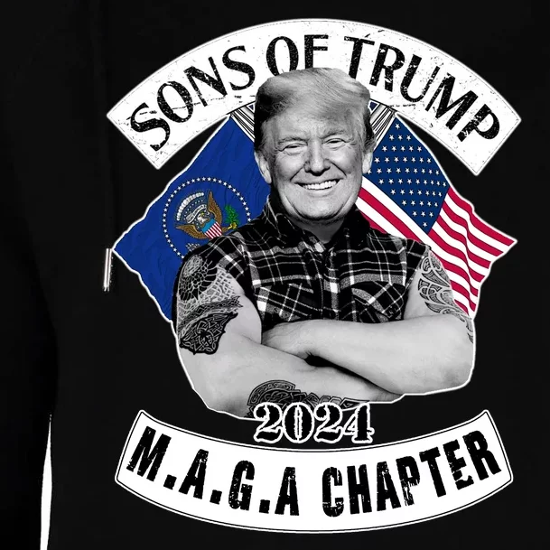 Sons Of Trump 2024 M.A.G.A Chapter MAGA Womens Funnel Neck Pullover Hood