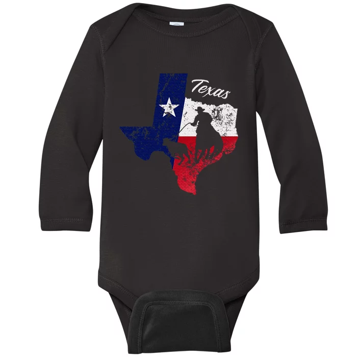 State Of Texas Flag Map Distressed Native Texan Tx Baby Long Sleeve Bodysuit