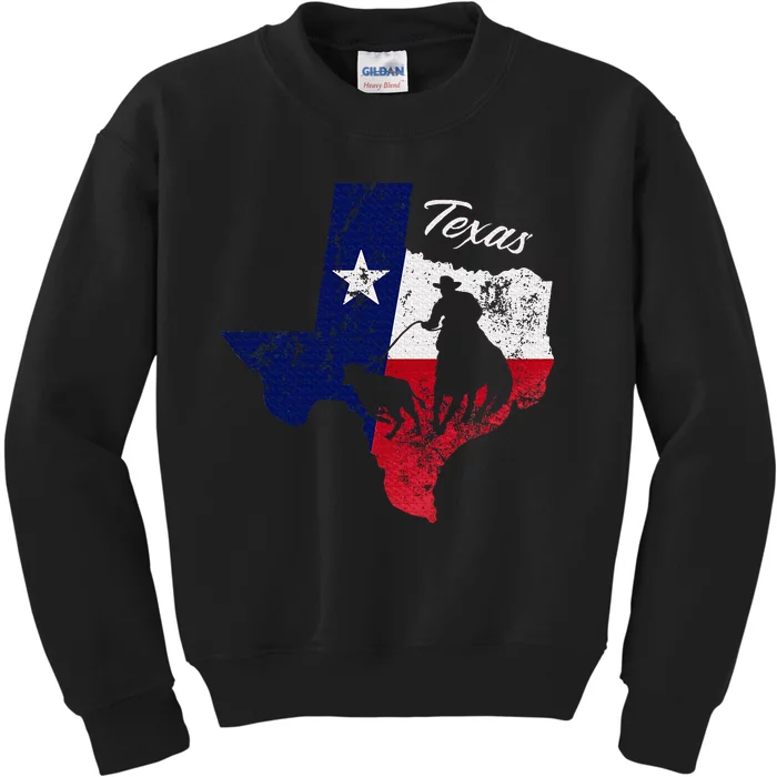 State Of Texas Flag Map Distressed Native Texan Tx Kids Sweatshirt